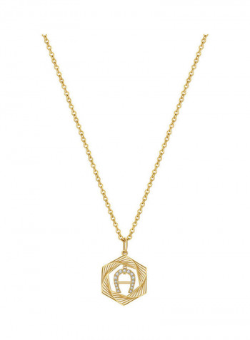 Necklace with Hexagon Motif and A logo in Crystals