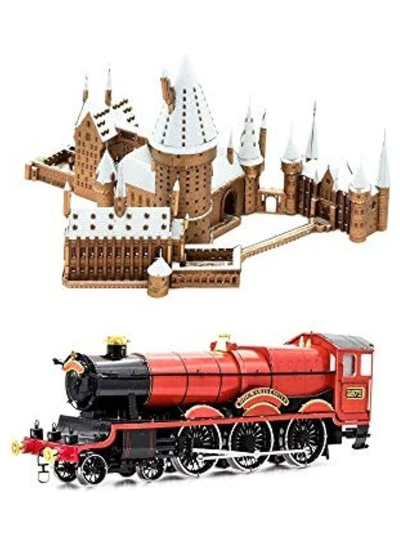 Set Of 2 Hogwarts Castle In Snow And Express Train Model Kit 10x5x1inch