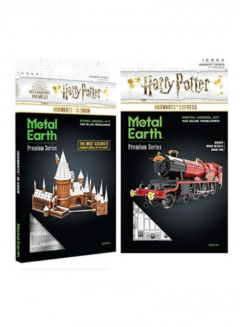 Set Of 2 Hogwarts Castle In Snow And Express Train Model Kit 10x5x1inch