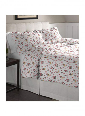 Cotton Duvet Cover White/Pink/Yellow King