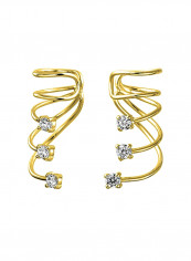 925 Sterling Silver 14K Gold Plated Cubic Zirconia Ear Cuff Earrings