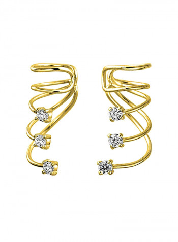 925 Sterling Silver 14K Gold Plated Cubic Zirconia Ear Cuff Earrings