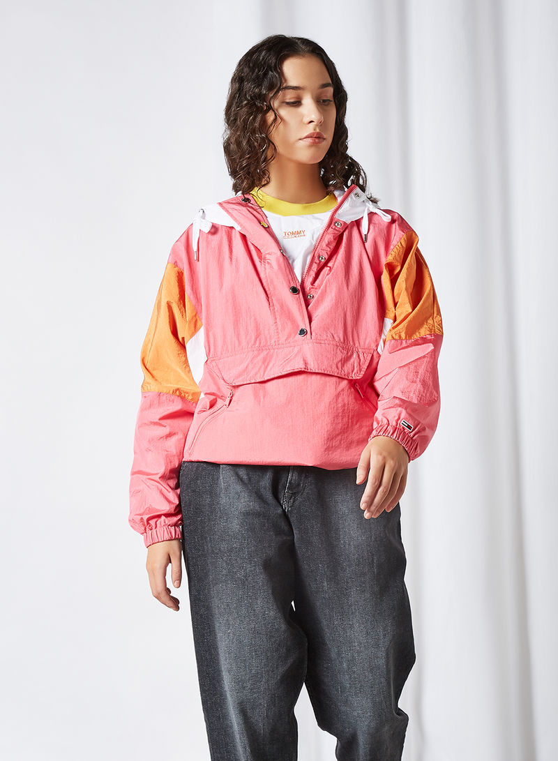Colourblock Popover Hooded Jacket Glamour Pink / Multi