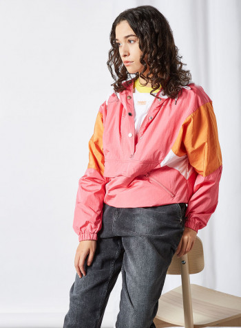 Colourblock Popover Hooded Jacket Glamour Pink / Multi