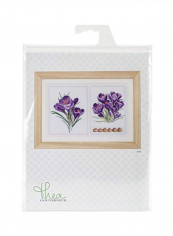 Crocus Panel on Aida Counted Cross Stitch Kit White/Beige/Purple