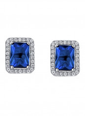 Rhodium Plated 925 Sterling Silver 3.5 Ct Cubic Zirconia Studded Earrings