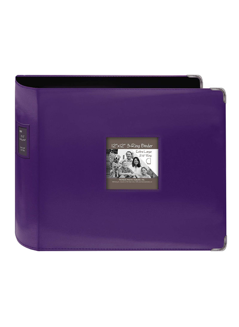 Sewn Leatherette 3-Ring Binder Bright Purple 3.5x15.6x13.1inch
