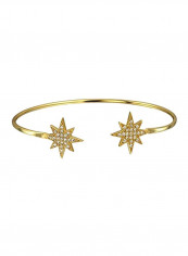 925 Sterling Silver Cubic Zirconia Studded Cuff Bracelet Gold/Silver