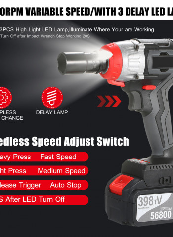 Cordless Multifunction Impact Wrench Kit With Carrying Case Black 40 x 10 x 31cm