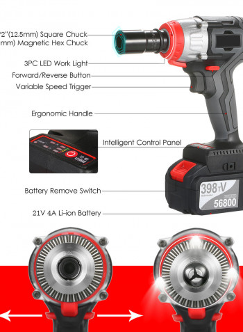 Cordless Multifunction Impact Wrench Kit With Carrying Case Black 40 x 10 x 31cm