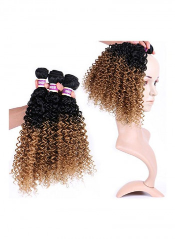 3-Piece Curly Hair Extensions Black/Blonde