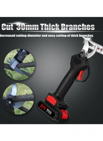 21V Cordless Electric Pruner Cutter Landscaping Tool Black 29.50x9.00x25.50cm