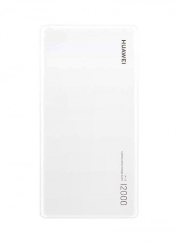 12000 mAh Super Charge Power Bank 5.4x2.8x0.6inch White