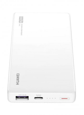 12000 mAh Super Charge Power Bank 5.4x2.8x0.6inch White