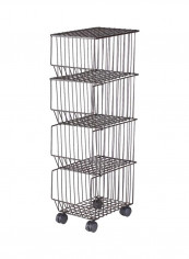 4-Tier Multifunctional Metal Storage Shelf Dark Brown/Grey 40x27x99centimeter