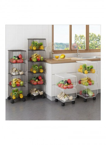 4-Tier Multifunctional Metal Storage Shelf Dark Brown/Grey 40x27x99centimeter