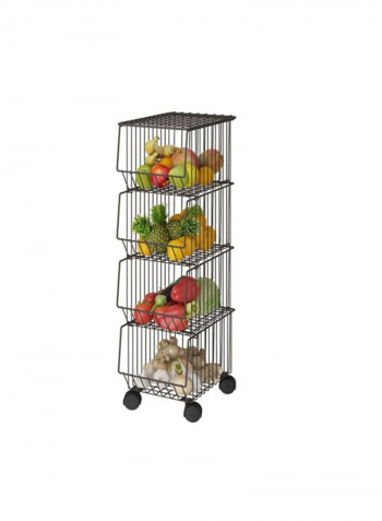Movable 4 Layer Tier Drying Mesh Basket brown