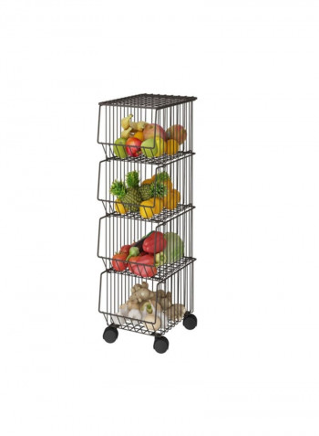 Movable 4 Layer Tier Drying Mesh Basket brown