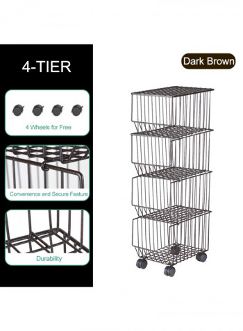 Movable 4 Layer Tier Drying Mesh Basket brown