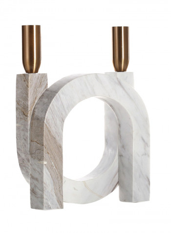 2-Piece  Marble-High U-shape Candlestick Multicolour 2196g