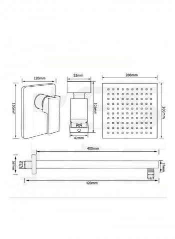 Dark Wall Mounted Recessed Shower Set Multicolour 30 x 15 x 30cm