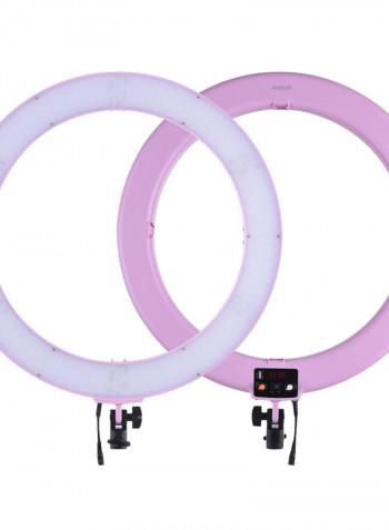 RL720B Professional 19 Inch Bi-Colour 720 LEDs Ring Light Adjustable Brightness with Phone Holder Hot Shoe Adapter Pink