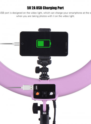 RL720B Professional 19 Inch Bi-Colour 720 LEDs Ring Light Adjustable Brightness with Phone Holder Hot Shoe Adapter Pink