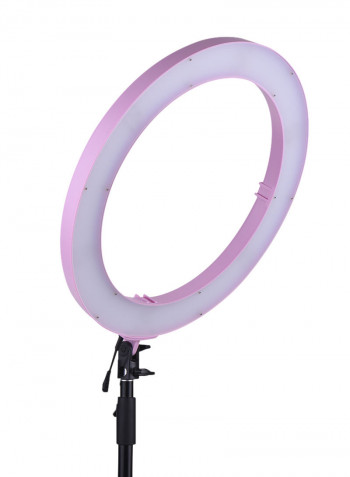 RL720B Professional 19 Inch Bi-Colour 720 LEDs Ring Light Adjustable Brightness with Phone Holder Hot Shoe Adapter Pink