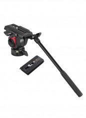 Tripod Action Hydraulic Pan With 2-Piece Quick Release Plate Black