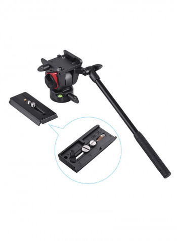 Tripod Action Hydraulic Pan With 2-Piece Quick Release Plate Black