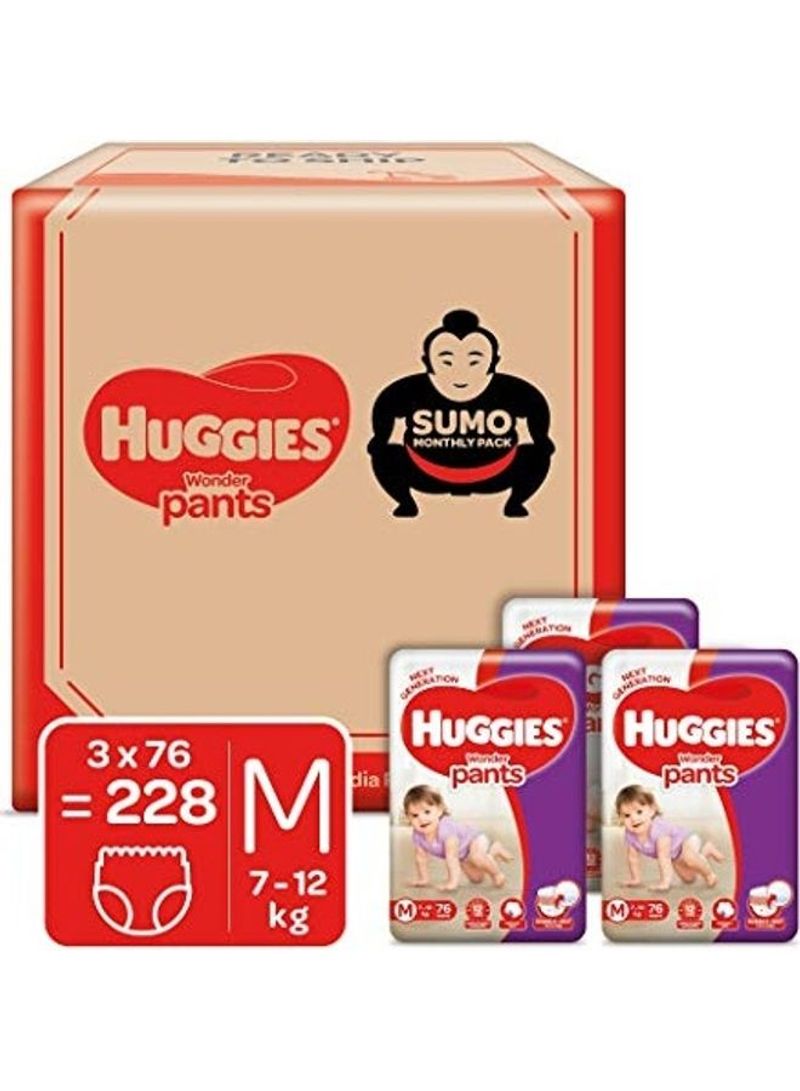 Wonder Pants, Sumo Monthly Box Pack Diapers, Size M (7-12 Kgs), 228 Count