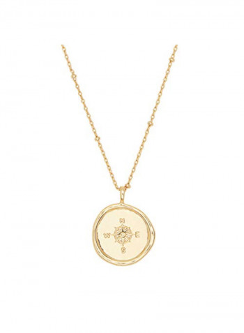 18K Gold Plated Medallion Compass Coin Necklace