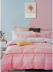 3-Piece Printed Duvet Cover Set Cotton Pink/White King