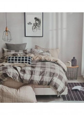 3-Piece Printed Duvet Cover Set Cotton Grey/White King