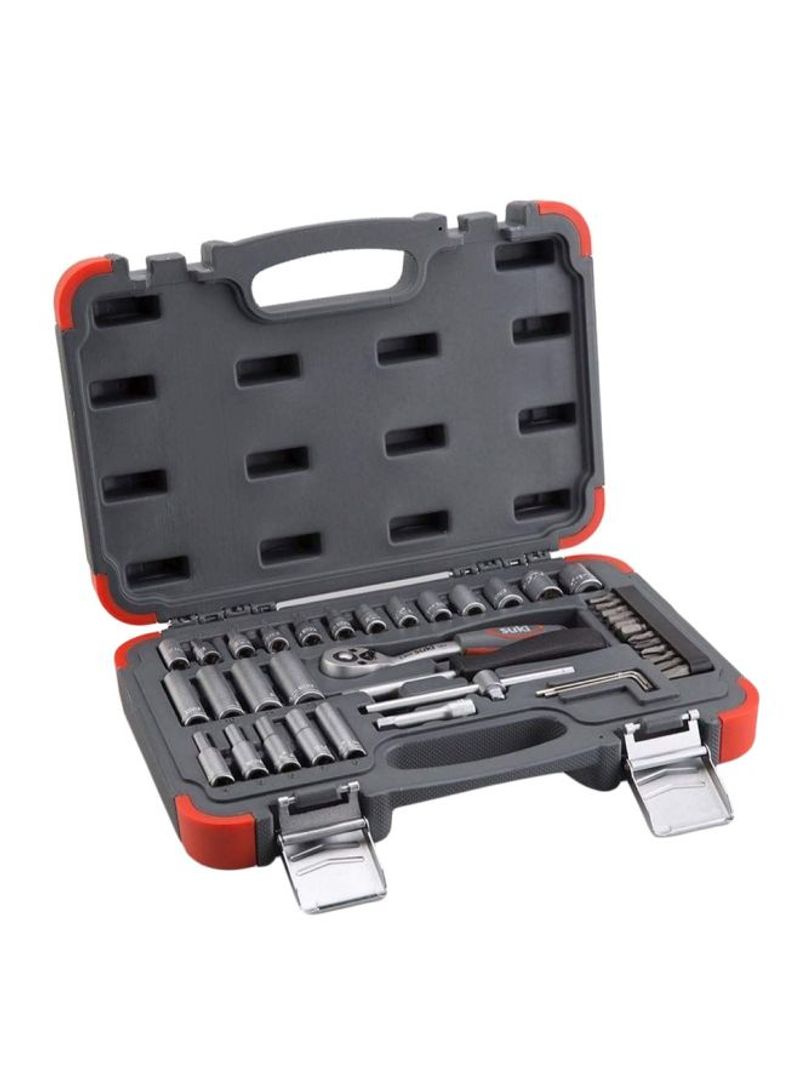 41-Piece Socket Wrench Set Silver/Grey/Red