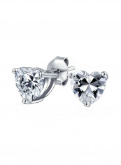 925 Sterling Silver Heart Shape Stud With Cubic Zirconia