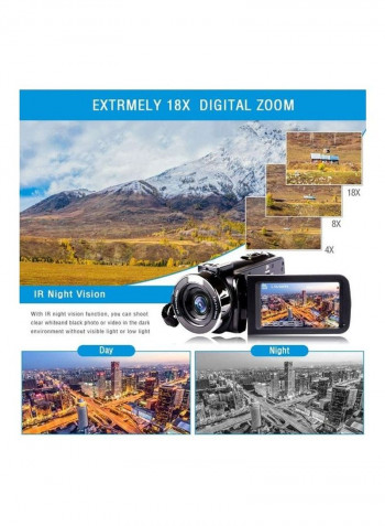 18X Digital Zoom IR Night Vision Webcam Recorder TDV-1302 Black
