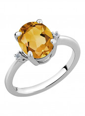 925 Sterling Silver 2.52 Carat Citrine Ring