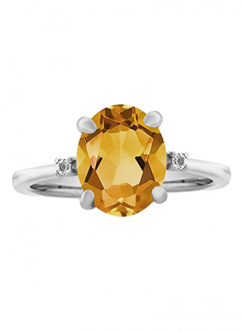 925 Sterling Silver 2.52 Carat Citrine Ring