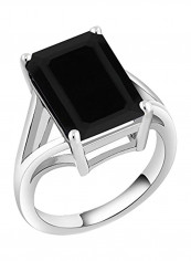 925 Sterling Silver 5.00 Carat Birthstone Onyx Solitaire Ring