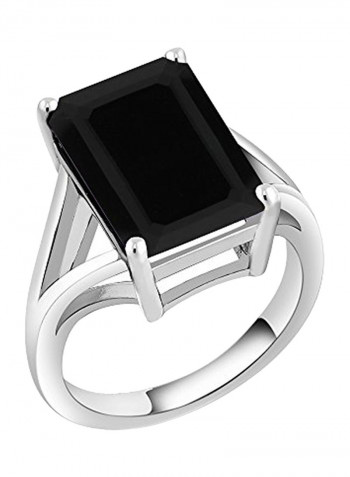 925 Sterling Silver 5.00 Carat Birthstone Onyx Solitaire Ring