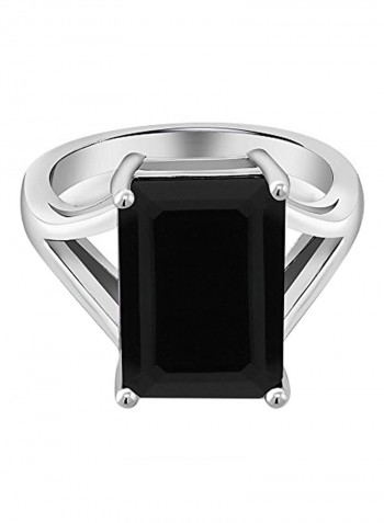 925 Sterling Silver 5.00 Carat Birthstone Onyx Solitaire Ring