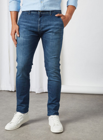 Washed Slim Fit Jeans Queens Dark Blue Str