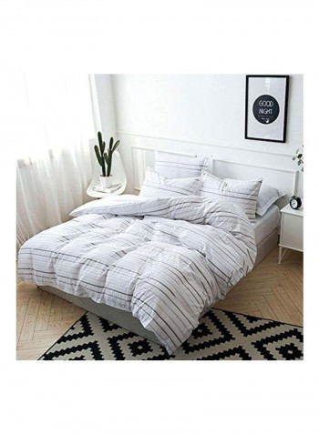 Pack Of 3 Dyed Seersucker Duvet Cover Set White Queen