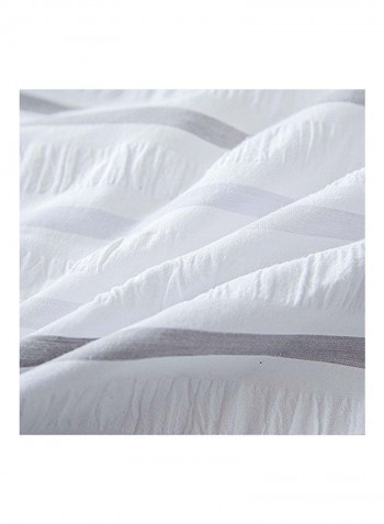 Pack Of 3 Dyed Seersucker Duvet Cover Set White Queen