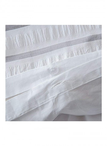 Pack Of 3 Dyed Seersucker Duvet Cover Set White Queen