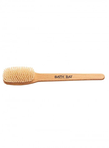 Wooden Handle Body Brush Beige/Brown 15.5 x 2.5inch