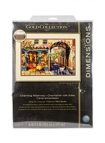 Charming Waterway Counted Cross Stitch Kit Blue/Yellow/Green