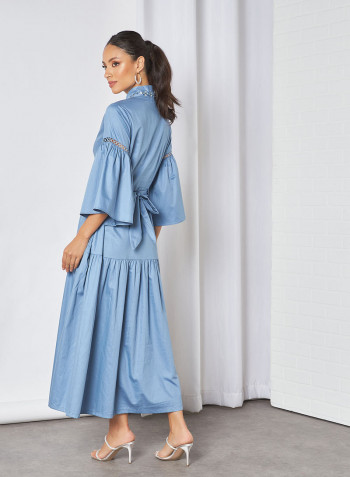 Embellished Gathered Hem Dress Teal