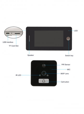 Digital Door Viewer Security Peephole High-Definition LCD Screen Security Camera Silver & Black 0.553kg